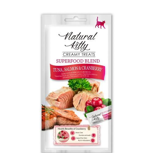 Лакомство Pettric Natural Kitty крем-суп для кошек Тунец, лосось и клюква, 4х12 гр.