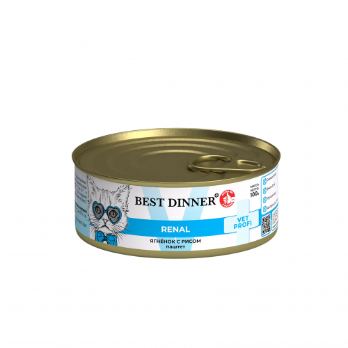 Best Dinner VET PROFI Renal влажный корм для кошек при почечной недостаточности с ягнёнком, 100 г