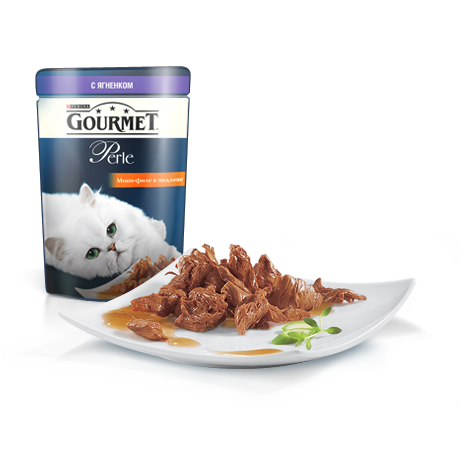 Gourmet Perle влажный корм для кошек с ягнёнком в соусе, 85 г