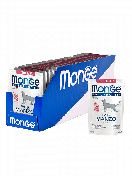 Monge Monoprotein влажный корм для стерилизованных кошек с говядиной, 85 г