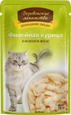 Деревенские лакомства пауч для кошек филе курицы в желе 70 г