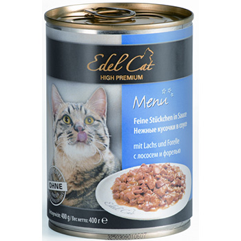 Edel Cat консервы для кошек нежные кусочки лосось форель 400г