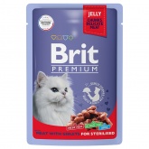 Brit Premium влажный корм для стерилизованных кошек, мясное ассорти в желе, 85 г