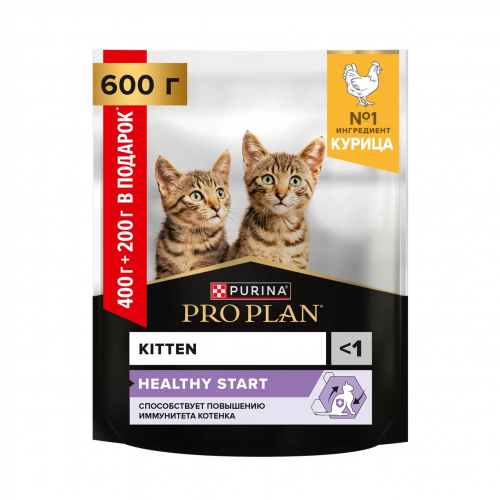 Purina Pro Plan Junior сухой корм для котят с курицей, промо-упаковка, 400+200 г