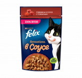 Felix Sensations влажный корм для кошек с говядиной и томатами, 75 г