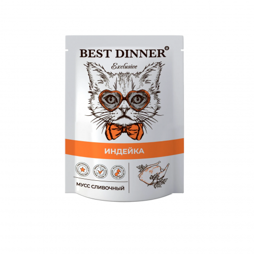 Best Dinner Exclusive влажный корм для котят и кошек, мусс с индейкой, 85 г