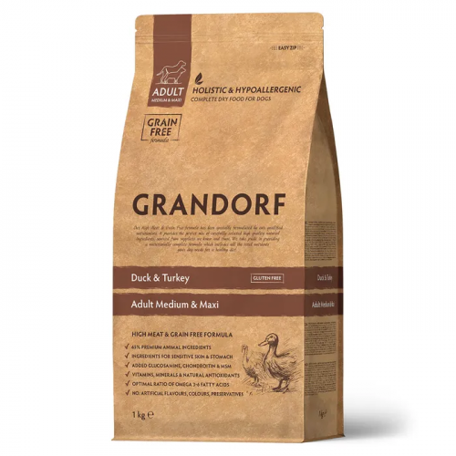 Grandorf беззерновой сухой корм для собак всех пород с уткой и картофелем, 1 кг