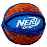 NERF Игрушка для собак Мяч нейлоновый пищащий с узором, сине-оранжевый 15 см