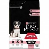 Purina Pro Plan сухой корм для щенков средних пород с чувствительной кожей с лососем и рисом, 3 кг