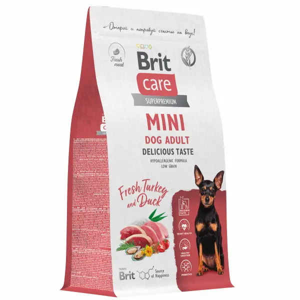 Brit Care Mini сухой корм для собак мини-пород с индейкой и уткой, 1,5 кг
