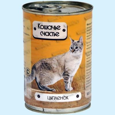 Кошачье счастье влажный корм для кошек с цыплёнком, 410 г