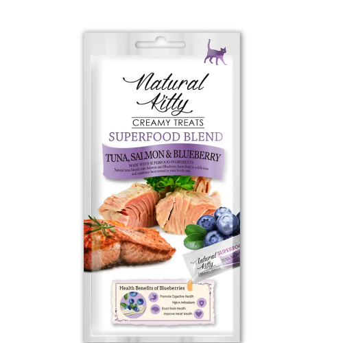 Лакомство Pettric Natural Kitty крем-суп для кошек Тунец, лосось и черника, 4х12 гр.
