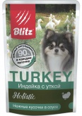 BLITZ Holistic влажный корм для собак с индейкой и уткой в соусе, 85 г