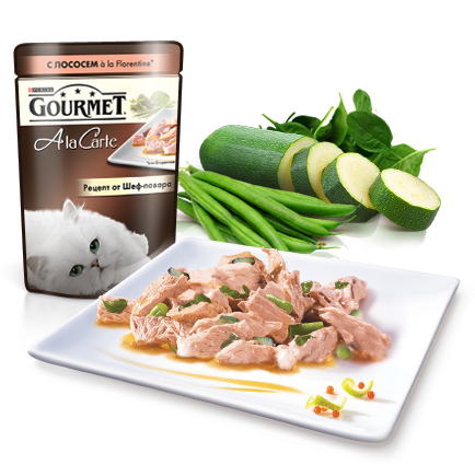 Gourmet a La Carte для кошек лосось овощи в подливе 85г