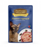 Деревенские лакомства пауч для кошек ягнёнок курица ягоды 85г