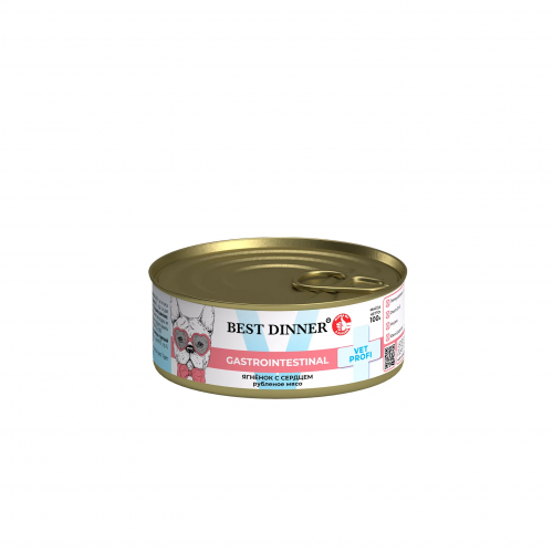 Best Dinner VET PROFI Gastrointestinal влажный корм для собак с расстройствами пищеварения с ягнёнком и сердцем, 100 г