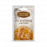 Деревенские лакомства пауч для кошек суп курица утка тыква 35г
