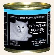Натуральная формула влажный корм для кошек, нежный паштет с кроликом, 250 г