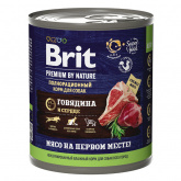 Brit Premium By Nature влажный корм для собак с говядиной и сердцем, 850 г