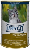 Happy Cat консервы для кошек утка цыплёнок в желе 400г