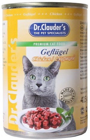 Dr. Clauder’s влажный корм для кошек с курицей, кусочки в соусе, 415 г