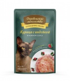 Деревенские лакомства пауч для кошек курица индейка ягоды 85г