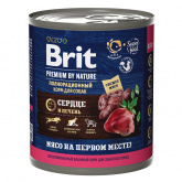 Brit Premium by Nature влажный корм для собак с сердцем и печенью, 850 г