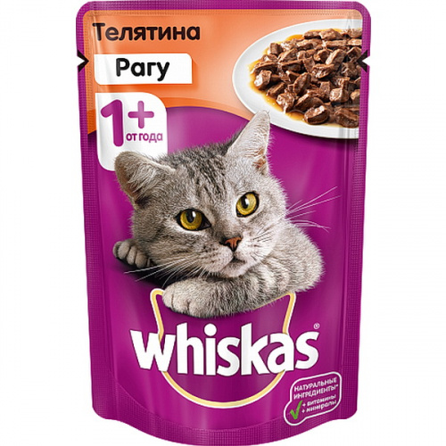 Whiskas для кошек пауч Рагу с телятиной 75г