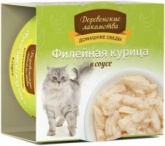 Деревенские лакомства консервы для кошек филе курицы в соусе 80 г
