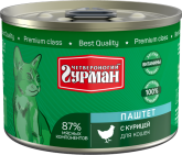 Четвероногий Гурман консервы для кошек паштет курица 190 г