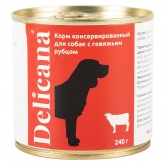Влажный корм Delicana консервы д/соб 240г с говяжьим рубцом