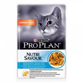 Pro Plan Derma Plus влажный корм для кошек для здоровья кожи и шерсти с треской, 85 г
