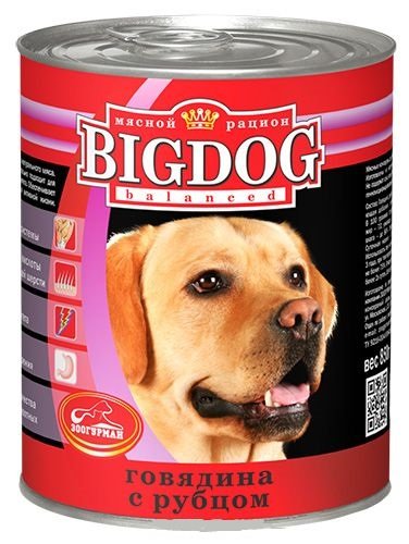 Влажный корм Зоогурман BIG DOG консервы для собак 850г Говядина/рубец