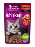 Whiskas влажный корм для кошек «Мясная коллекция» с говядиной, 75 г