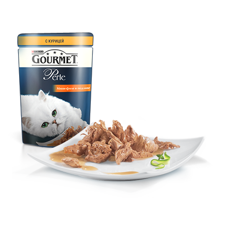 Gourmet Perle влажный корм для кошек с курицей, кусочки в соусе, 85 г