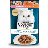 Gourmet Perle влажный корм для кошек с креветкой и лососем в соусе, 75 г