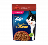 Felix Sensations влажный корм для кошек с говядиной в желе с томатами, 75 г