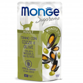 Monge Supreme Adult Cat для кошек из тунца с мидиями и оливками пауч 80г