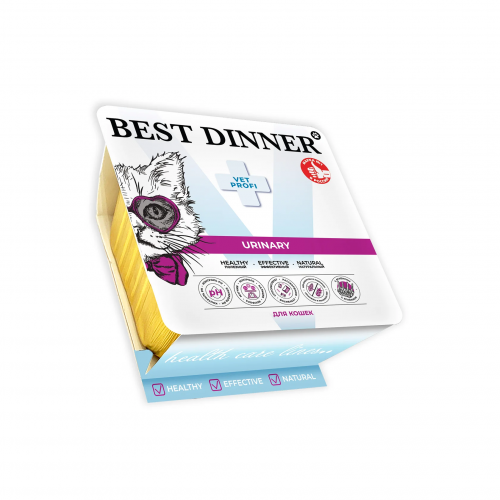 Best Dinner VET PROFI Urinary влажный корм для кошек при мочекаменной болезни с ягнёнком, паштет, 100 г