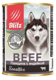 BLITZ Sensitive влажный корм для собак с говядиной и индейкой, 400 г