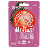 Molina влажный корм для кошек с цыплёнком и лососем в желе, 70 г