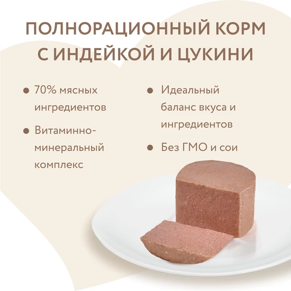 Влажный корм Мнямс консервы для щенков Паштет из индейки с цукини Starter 200г