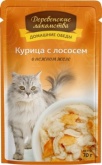 Деревенские лакомства влажный корм для кошек с курицей и лососем в желе, 70 г