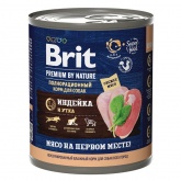 Влажный корм Brit Premium By Nature консервы с индейкой и уткой для взрослых собак всех пород, 850 г