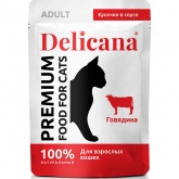 Delicana для кошек пауч говядина в соусе 85г