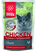 BLITZ Classic влажный корм для кошек с курицей и потрошками в соусе, 85 г