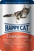 Happy Cat пауч для кошек говядина печень в желе 100г
