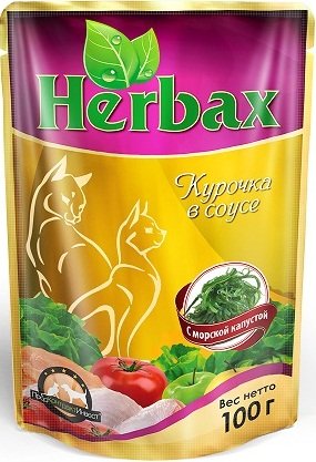 Herbax для кошек пауч курочка с морской капустой 100г