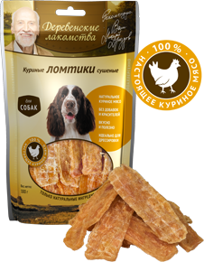Деревенские лакомства Куриные ломтики сушеные для собак 100г