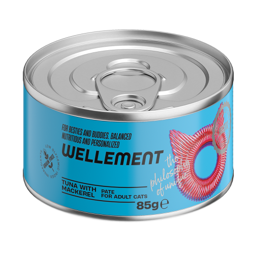 Wellement (Веллемент) консервы паштет для взрослых кошек Тунец с макрелью, 85 г